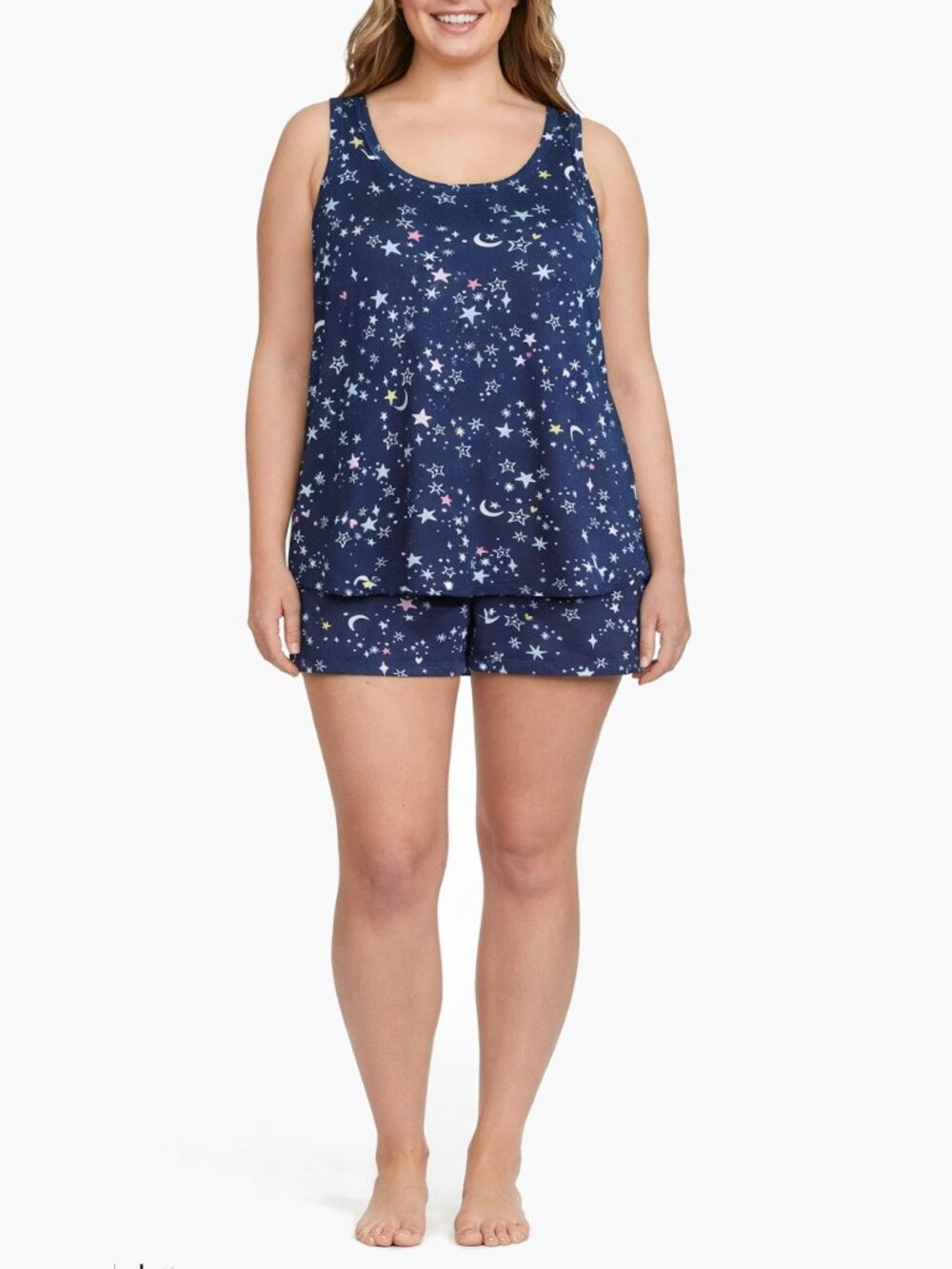 Joyspun Tank + Shorts Pajama Set Navy Celestial Size L NWT - Picture 3 of 6